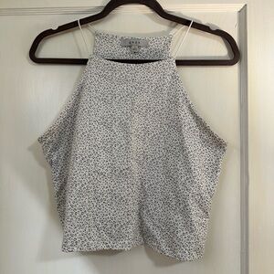 White cheetah print high neck tank